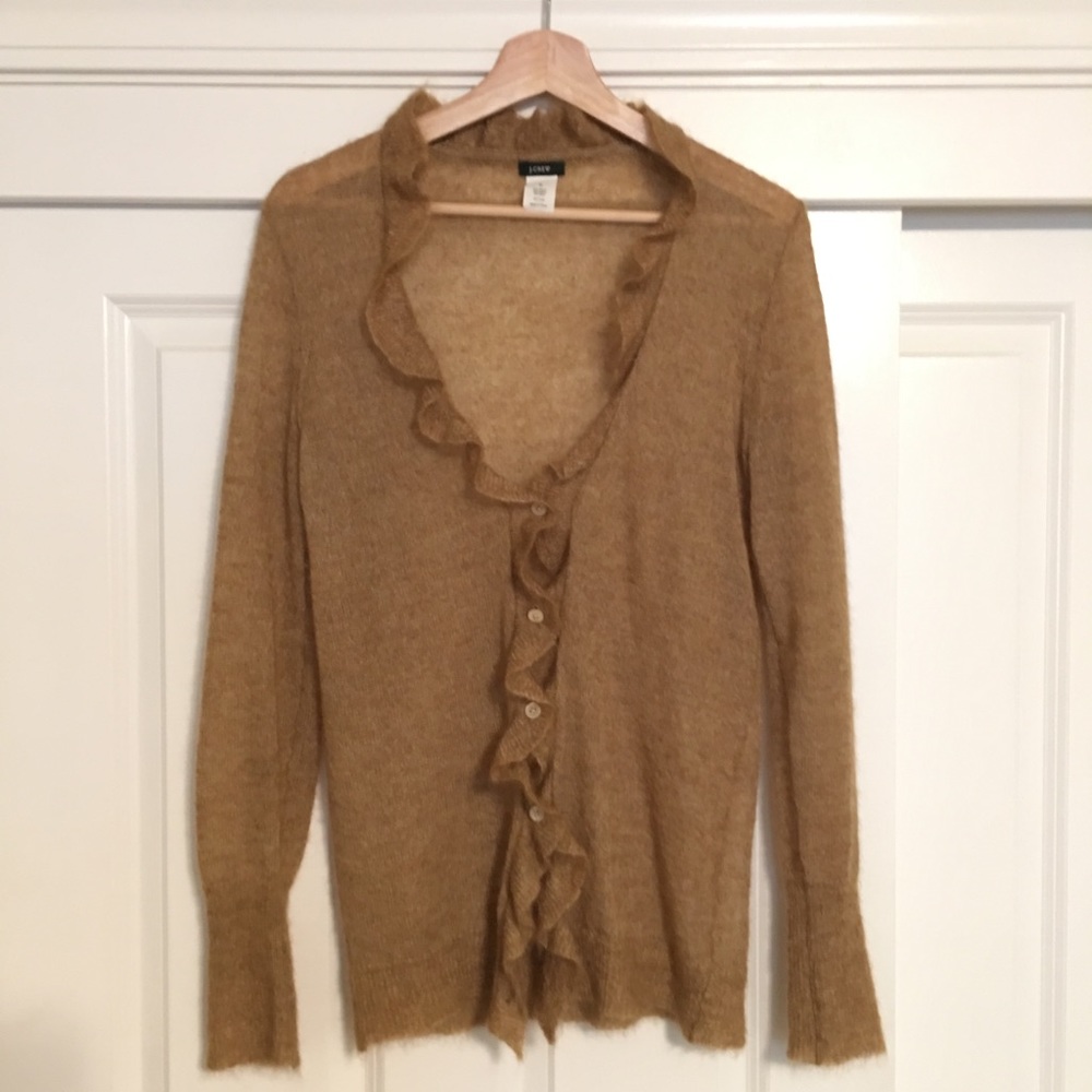 J Crew Ruffled Mohair light cardigan